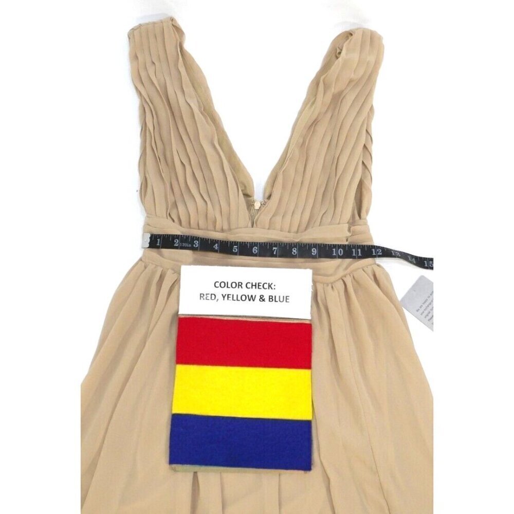 LOVE X DESIGN beige sleeveless deep V neck long dress women's size S, NEW - Picture 2 of 4
